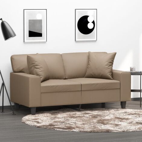 Canapé-Sofa 2 places avec oreillers cappuccino 120 cm similicuir 940713