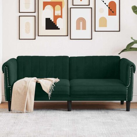 Canapé-Sofa 2 places vert foncé velours