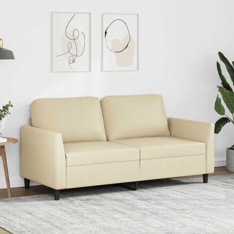 Canapé-Sofa à 2 places Crème 140 cm Similicuir 117822