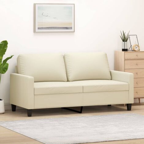 Canapé-Sofa à 2 places Crème 140 cm Similicuir 227071