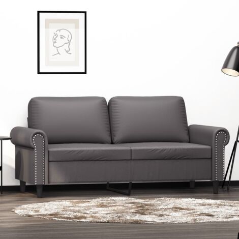 Canapé-Sofa à 2 places Gris 140 cm Similicuir 356699