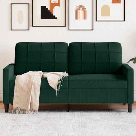 Canapé-Sofa à 2 places Vert foncé 140 cm Velours 729724