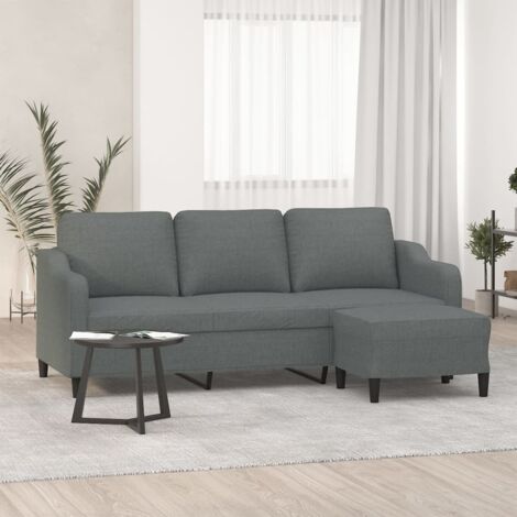 Canapé-Sofa à 3 places avec repose-pieds Gris foncé 180 cm Tissu 647180