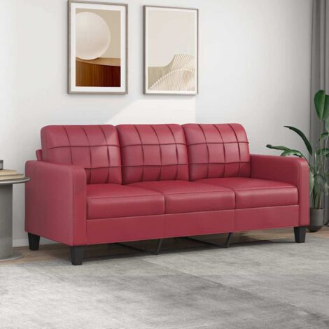 Canapé-Sofa à 3 places Rouge bordeaux 180 cm Similicuir 801728