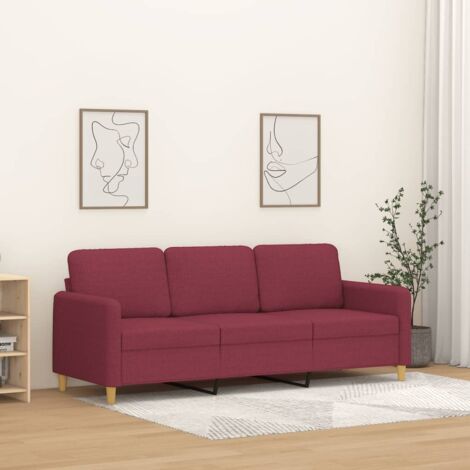 Canapé-Sofa à 3 places Rouge bordeaux 180 cm Tissu 289549