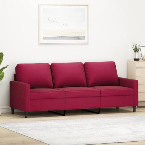 Canapé-Sofa à 3 places Rouge bordeaux 180 cm Velours 701391
