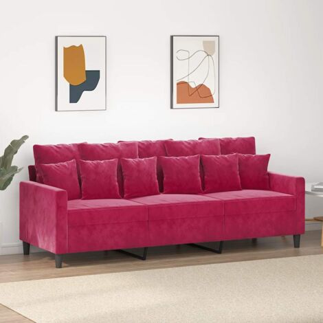 Canapé-Sofa à 3 places Rouge bordeaux 180 cm Velours 866371