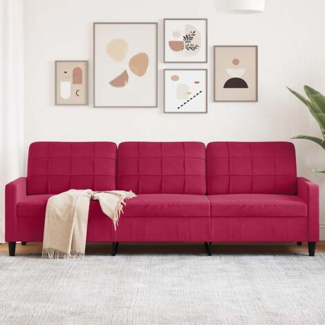 Canapé-Sofa à 3 places Rouge bordeaux 210 cm Velours