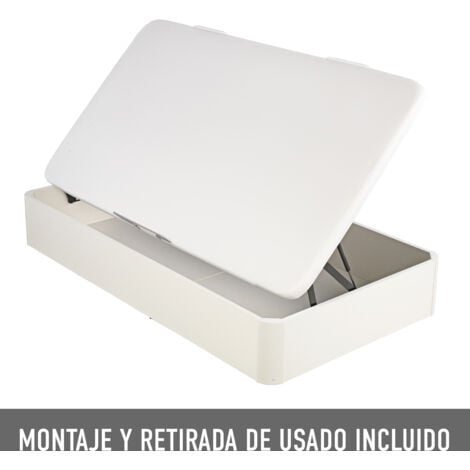 WHAT THE SLEEP! ZZZZ Canapé Storage Bed, What the Sleep, Juvenil Apertura Lateral, Entrega, Montaje y Retirada Usado Incluido, Apto Todos Colchones, Blanco, 90x190