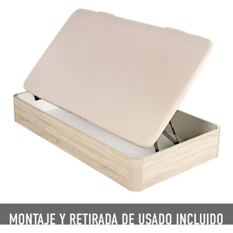 WHAT THE SLEEP! ZZZZ Canapé Storage Bed, What the Sleep, Juvenil Apertura Lateral, Entrega, Montaje y Retirada Usado Incluido, Apto Todos Colchones, Natural, 90x190