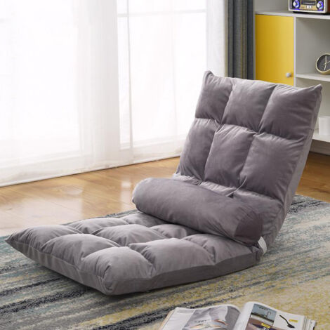 Canapé Tatami Pliant, Chaise-Lit Simple pour Chambre, Balcon ou Sol, Coussin Gris