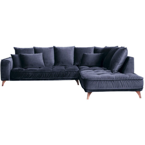 Canapé Tissu Angle Droit Bleu Altamo - 4 Places
