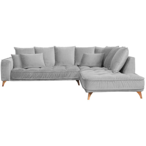 Canapé Tissu Angle Droit Gris Clair Altamo - 4 Places