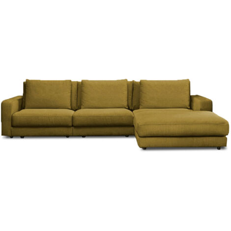 Canapé Tissu Angle Droit Jaune Venezia - 5 Places