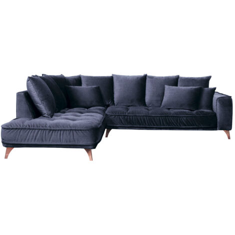 Canapé Tissu Angle Gauche Bleu Altamo - 4 Places