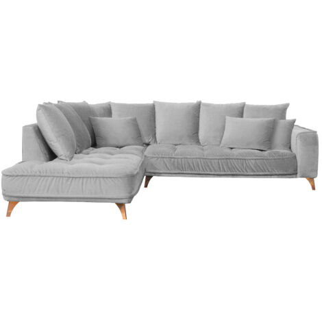Canapé Tissu Angle Gauche Gris Clair Altamo - 4 Places