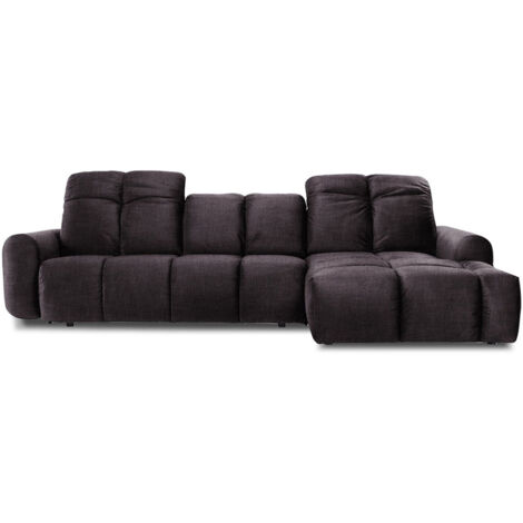 Canapé Tissu Convertible Angle droit Gris foncé Anacapri - 3 Places