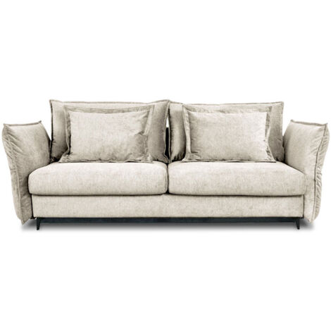Canapé Tissu Droit Convertible Beige Verduro - 3 Places
