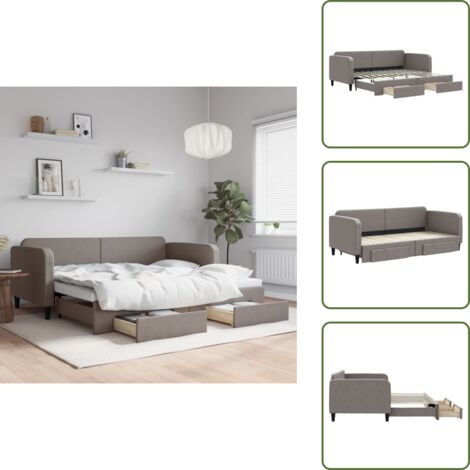 Canapé transformable - vidaXL Lit de jour avec gigogne et tiroirs sans matelas taupe 90x200cm - Lit d'appoint