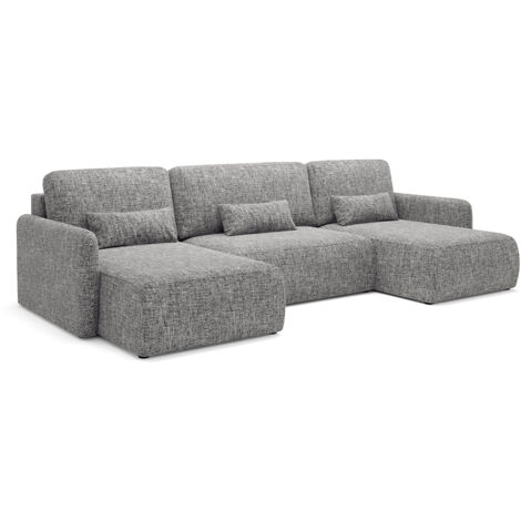 Canapé U convertible 4 places avec coffre Lazare Gris