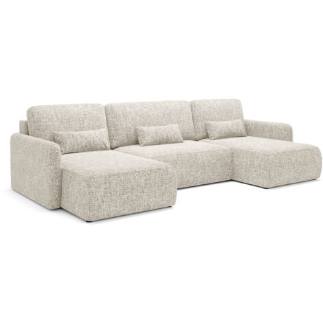 Canapé U convertible 4 places avec coffre Lazare Gris clair