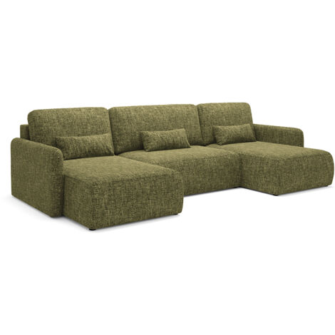 Canapé U convertible 4 places avec coffre Lazare Vert