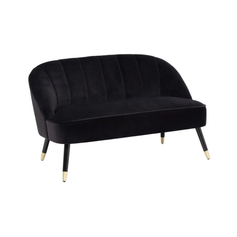 Atmosphera - Canapé Velours 2 Places 'Naova' 126cm Noir