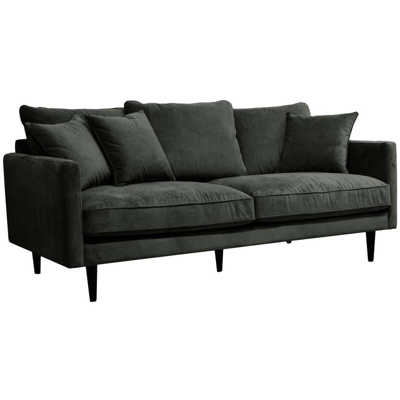 Atmosphera - Canapé velours Candice 3 places vert kaki créateur d'intérieur