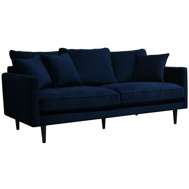 Canapé velours Candice 3 places bleu encre - Atmosphera créateur d'intérieur