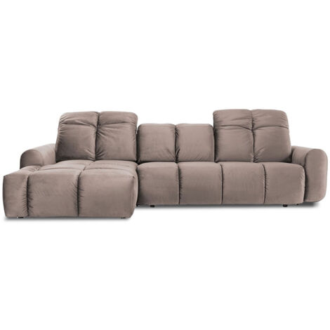Canapé Velours Angle gauche Beige Anacapri - 3 Places