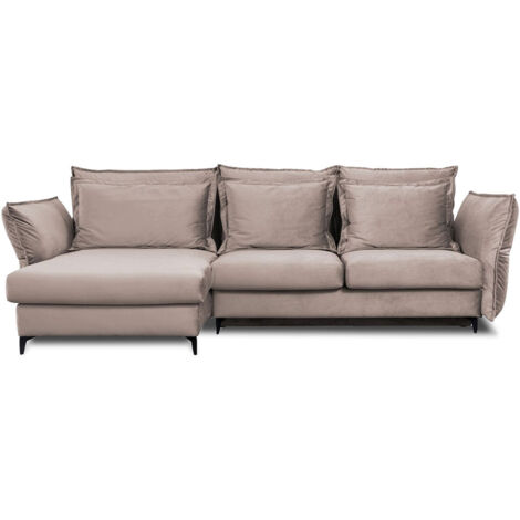 Canapé Velours Angle Gauche Beige Verduro - 3 Places