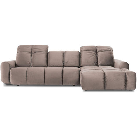 Canapé Velours Convertible Angle droit Beige Anacapri - 3 Places