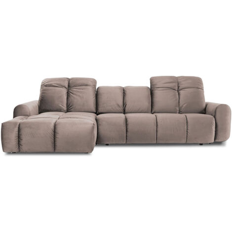 Canapé Velours Convertible Angle gauche Beige Anacapri - 3 Places