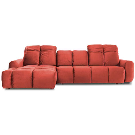 Canapé Velours Convertible Angle gauche Rose Anacapri - 3 Places