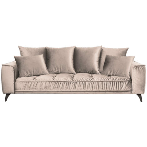 Canapé Velours droit Beige Altamo - 3 Places