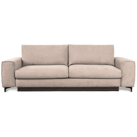 Canapé Velours Droit Beige Fiesole - 3 Places
