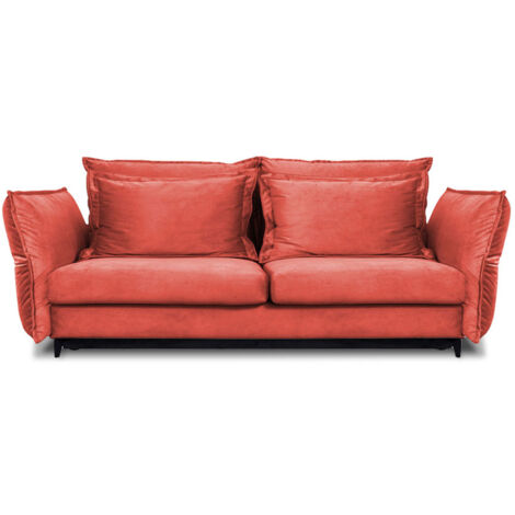 Canapé Velours Droit Convertible Rose Verduro - 3 Places