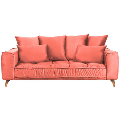 Canapé Velours Droit Rose Altamo - 2 Places