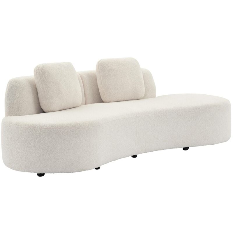 Sweeek - Canapé virgule 3 places en tissu bouclette forme organique - wave l 232 x p 97 x h 68cm