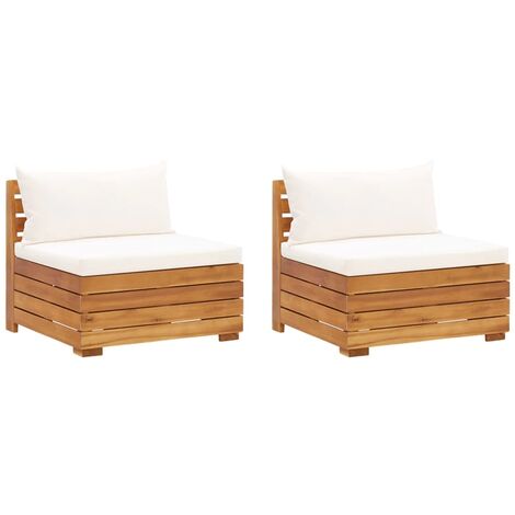 Canapé，Banquette de jardin 2 places avec coussins Bois d'acacia massif FGYH30269 MaisonChic