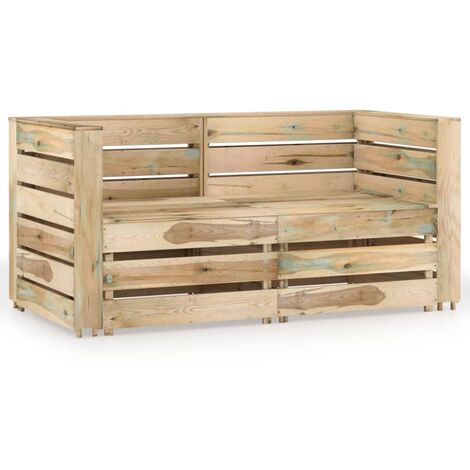 Canapé，Banquette de jardin 2 places Bois de pin imprégné de vert FGYH11882 MaisonChic