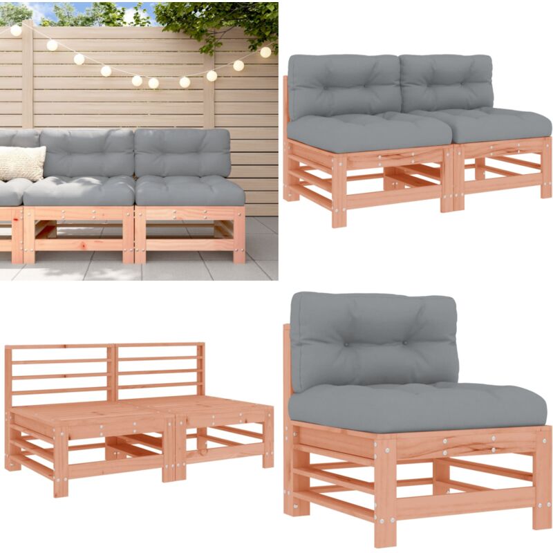 Canapés centraux avec coussins 2 pcs bois massif douglas - Canape De Jardin - Mobilier De Jardin - Canapé Extérieur - Chaise Longue - Set De Salon De
