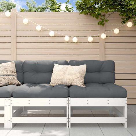 Canapés centraux avec coussins 2 pcs，Canapé de jardin，Banquette blanc bois de pin massif DGBDF383204