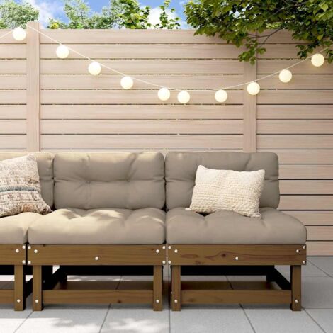 Canapés centraux avec coussins 2 pcs，Canapé de jardin，Banquette marron miel DGBDF810128