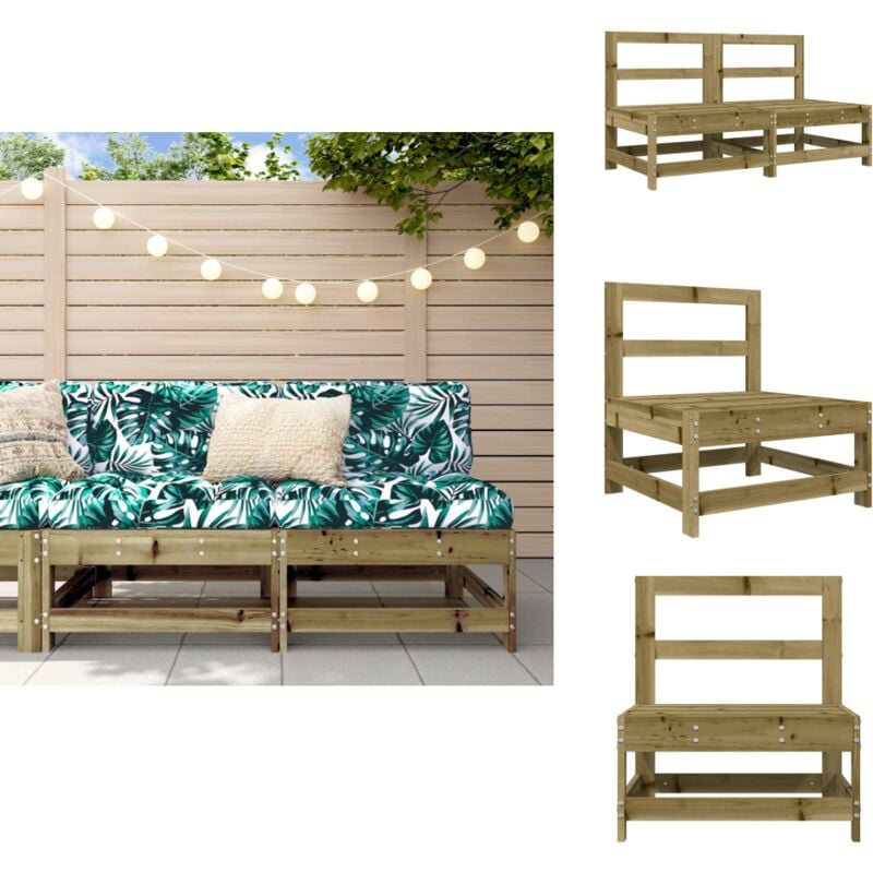 Canapés centraux de jardin 2 pcs bois de pin imprégné - Canape De Jardin - Mobilier De Jardin - Canapé Extérieur - Set De Salon De Jardin - Meubles