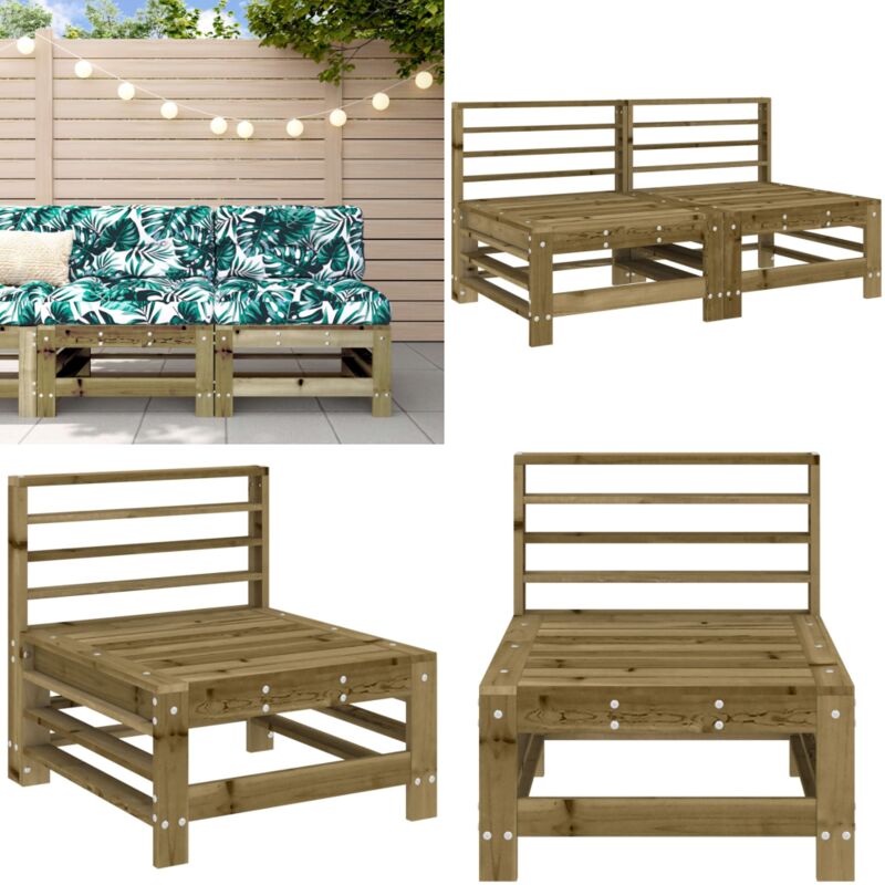 Canapés centraux de jardin 2 pcs bois de pin imprégné - Canape De Jardin - Mobilier De Jardin - Canapé Extérieur - Set De Salon De Jardin - Meubles