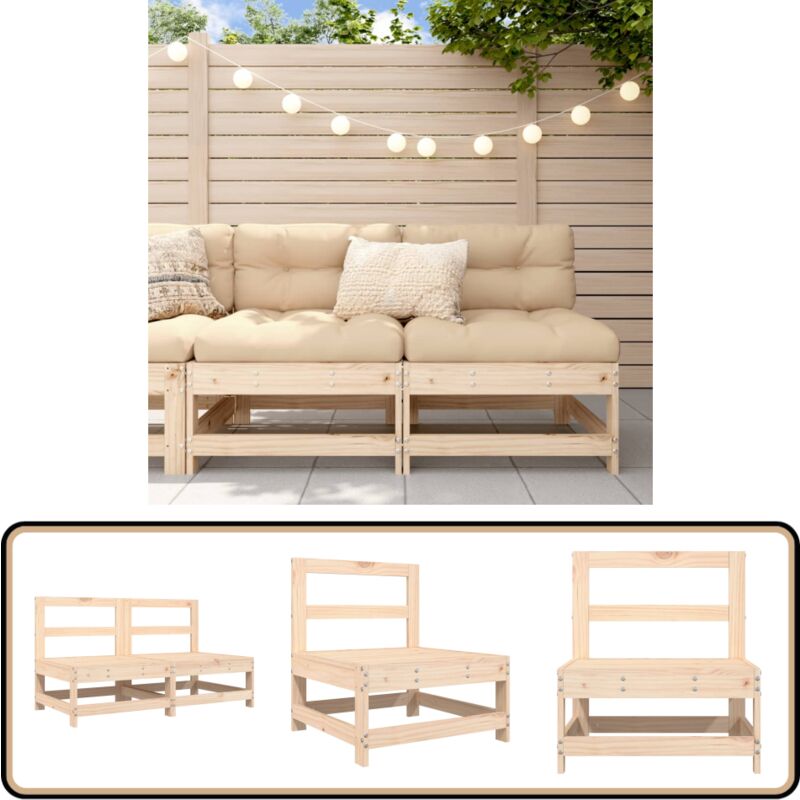 Canapés centraux de jardin 2 pcs bois de pin massif - Canape De Jardin - Canapé Extérieur - Mobilier De Jardin - Set De Salon De Jardin - Chaise