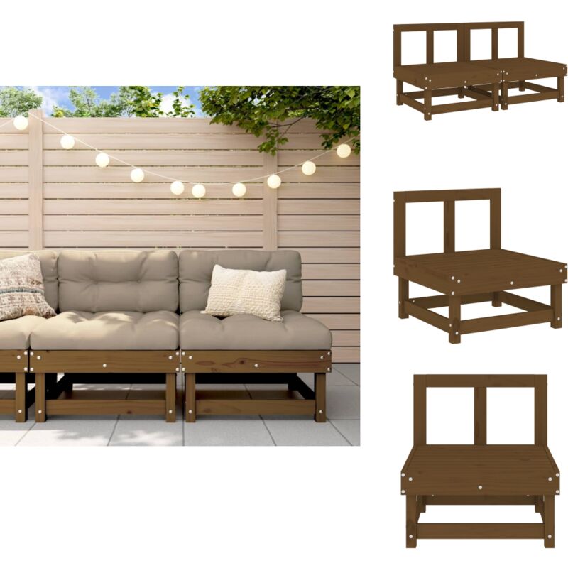Canapés centraux de jardin 2 pcs marron miel bois de pin solide - Canape De Jardin - Mobilier De Jardin - Canapé Extérieur - Meubles De Jardin
