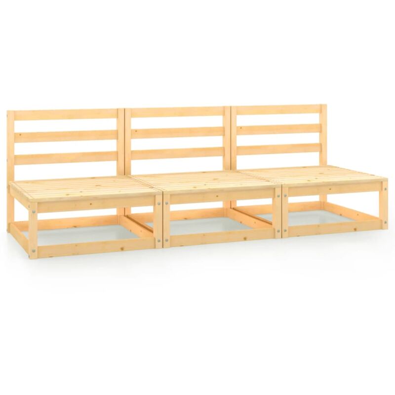 Canapés centraux de jardin 3 pcs Bois de pin massif