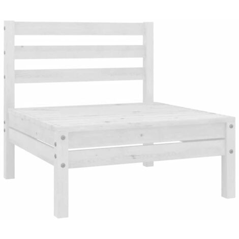 Canapés centraux de jardin 4 pcs Blanc Bois de pin massif